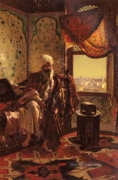  maler - Rauchen der Wasserpfeife araber Maler Rudolf Ernst